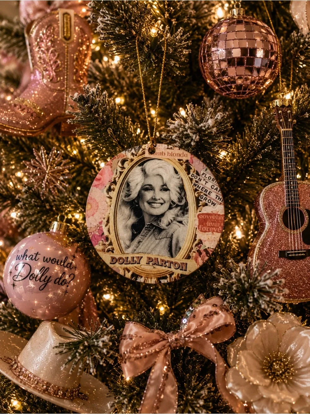 Pink Holiday Ornament - Blonde Portrait Decoration